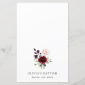 Bordeaux Bloemen, Roze Bloemen, Doop Menu (Achterkant)
