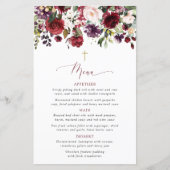 Bordeaux Bloemen, Roze Bloemen, Doop Menu (Voorkant)