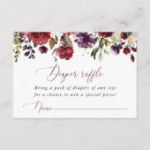 Bordeaux Bloemen, Roze Bloemen, Luier Raffle Informatiekaartje (Voorkant)