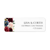 Bordeaux bloemenadreslabel etiket (Voorkant)