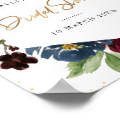 Bordeaux bloemenframe bruiloftsshower welkomstbord poster (Hoek)