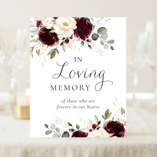 Bordeaux bloemengroenten In Loving Memory bord Poster