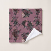 Bordeaux Bloemenpatroon Handdoek (Wasdoekje)