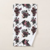 Bordeaux Bloemenpatroon Handdoek (Handdoek)