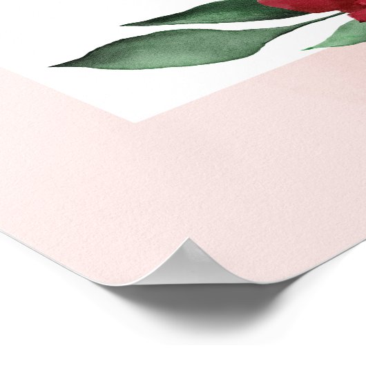 Bordeaux bloemige bruiloft Welcome Poster 24x36 (Hoek)