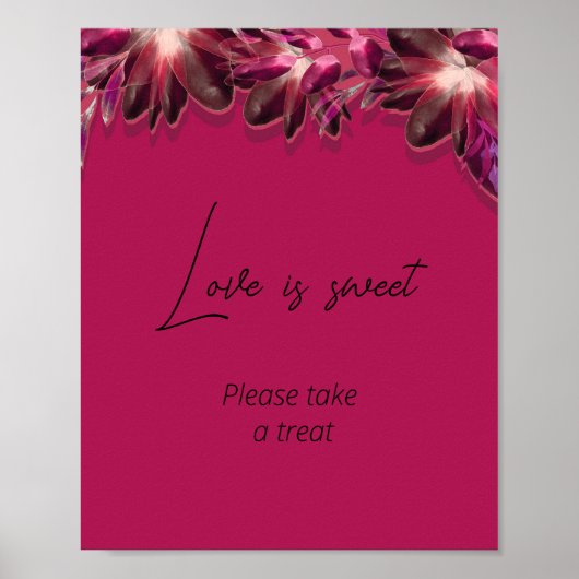 Bordeaux bloemige liefde is zoete bruiloft    poster (Voorkant)