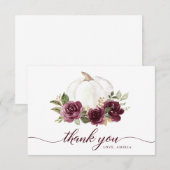 Bordeaux Bloemige Pompoen Herfst Dankkaart Bedankkaart (Voorkant / Achterkant)