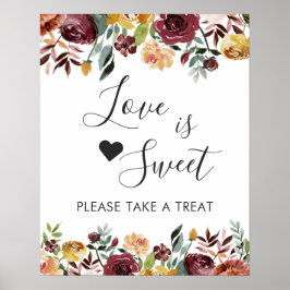 Bordeaux Bloemrijke Love Is Sweet Dessert Bar Bord Poster