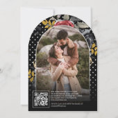 Bordeaux bloemrozen QR-code foto zwart bruiloft Kaart (Achterkant)