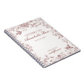 Bordeaux Bloemstuk Geborduurde Letters Verjaardags Notitieboek (Rechterzijde)