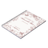 Bordeaux Bloemstuk Geborduurde Letters Verjaardags Notitieboek (Linkerzijde)