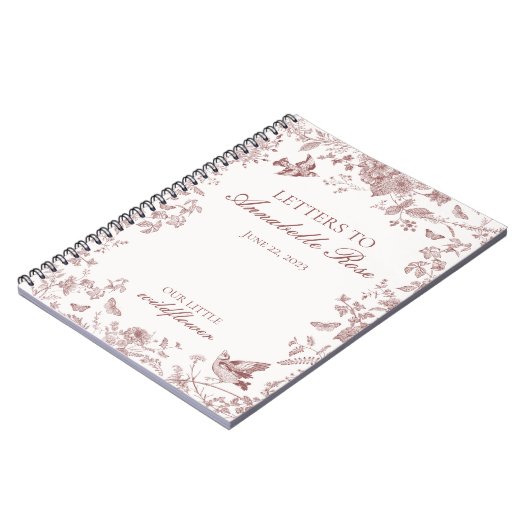 Bordeaux Bloemstuk Geborduurde Letters Verjaardags Notitieboek (Linkerzijde)