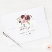 bordeaux blos roze rustiek bloemenbruiloft gunst ronde sticker (Envelop)