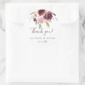 bordeaux blos roze rustiek bloemenbruiloft gunst ronde sticker (Tas)