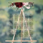 Bordeaux Blush Bloemen Bruiloft Zitkaarten Teken Acryl Bord (Neutraal)