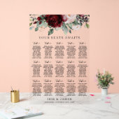 Bordeaux Blush Bloemen Bruiloft Zitkaarten Teken Acryl Bord (Huwelijk)