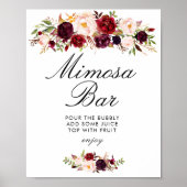 Bordeaux & Blush Bruids douche Mimosa Bar bord Poster (Voorkant)
