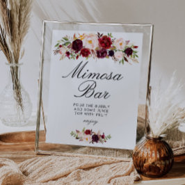 Bordeaux & blush bruids-shower mimosa bar bord poster