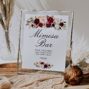 Bordeaux & blush bruids-shower mimosa bar bord poster