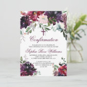 bordeaux blush meisje bevestiging uitnodiging (Staand voorkant)