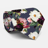 Bordeaux + Blush Waterverf Bloemen Stropdas (Opgerold)