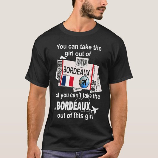Bordeaux Boarding Pass  Bordeaux Girl  Bordeaux T-shirt (Voorkant)