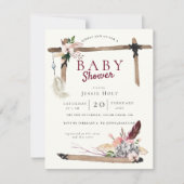 Bordeaux Boho BabyShower Kaart (Voorkant)