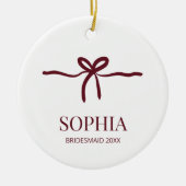 Bordeaux Boog Bruidsmeisje Modern Minimaal Naam Ja Keramisch Ornament (Voorkant)