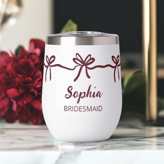 Bordeaux Boog Bruidsmeisje Persoonlijke Script Naa