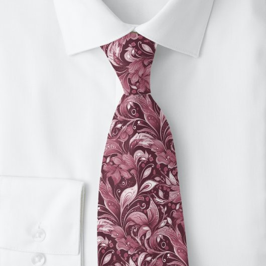 Bordeaux botanische batik stropdas