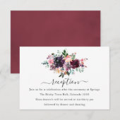 Bordeaux - Bourgondië Floral bruiloft receptie Informatiekaartje (Voorkant / Achterkant)