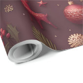 Bordeaux Bourgondië Kerstmis Cadeaupapier (Rol Hoek)