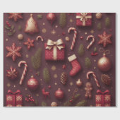 Bordeaux Bourgondië Kerstmis Cadeaupapier (Vlak)