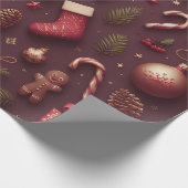 Bordeaux Bourgondië Kerstmis Cadeaupapier (Hoek)