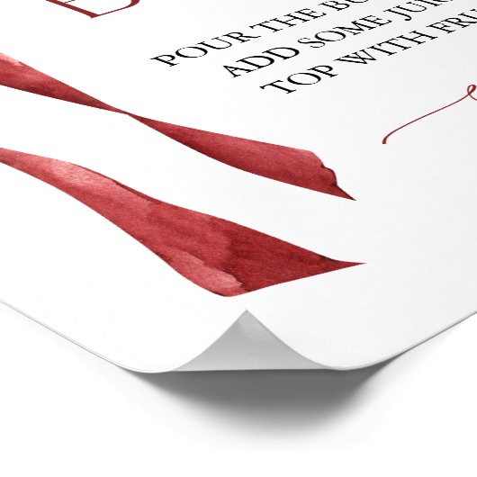 Bordeaux Bow Mimosa Bar Vrijgezellenfeest Sign Poster (Hoek)