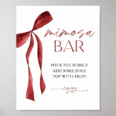 Bordeaux Bow Mimosa Bar Vrijgezellenfeest Sign Poster (Voorkant)