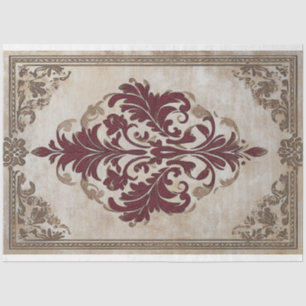 Bordeaux Bronzen Barok Demask Patroon Ontwerp Tissuepapier