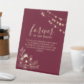 Bordeaux bruiloft gedenkteken reclamebord met voetstuk (Insitu)