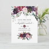 Bordeaux - Burgundy Floral Wedding Save The Date (Staand voorkant)