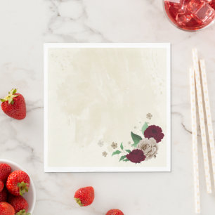 Bordeaux champagne bloemen bruiloft servet