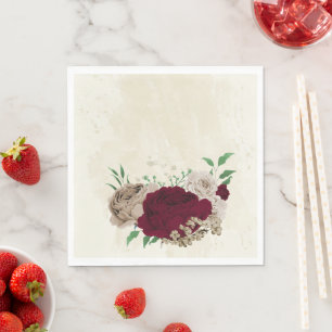 Bordeaux champagne bloemen bruiloft servet