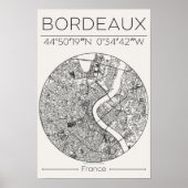 Bordeaux Charcoal City Map Poster – Minimal French (Voorkant)