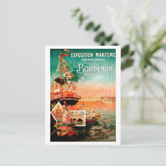 Bordeaux City port, Frankrijk, toeristisch schip,  Briefkaart (Staand voorkant)