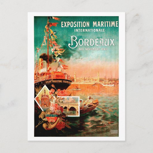 Bordeaux City port, Frankrijk, toeristisch schip, Briefkaart (Voorkant)