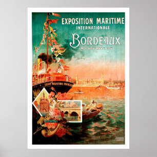 Bordeaux City port, Frankrijk, toeristisch schip,  Poster