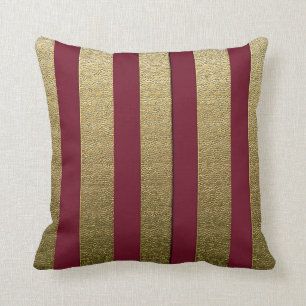 Bordeaux Colour Gold Stripes Polyester Sierkussen