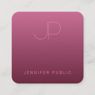 Bordeaux Colour Sjabloon Moderne monogram legant Vierkante Visitekaartje