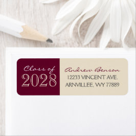 Bordeaux & Cream Afstuderen retour adreslabels Etiket