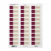 Bordeaux & Cream Afstuderen retour adreslabels Etiket (Full Sheet)