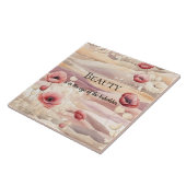 Bordeaux Crème Blush Bloemachtige Bruiloftsshower Tegeltje (Zijkant)